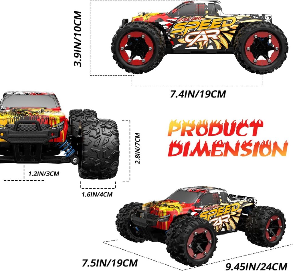 DEERC RC Cars 9310 High Speed Remote Control Car for Adults Kids 30+MPH, 1:16 Scales 4WD Off Road RC Monster Truck,Fast 2.4GHz All Terrains Toy Trucks Gifts for Boys,2 Batteries for 40Min Play