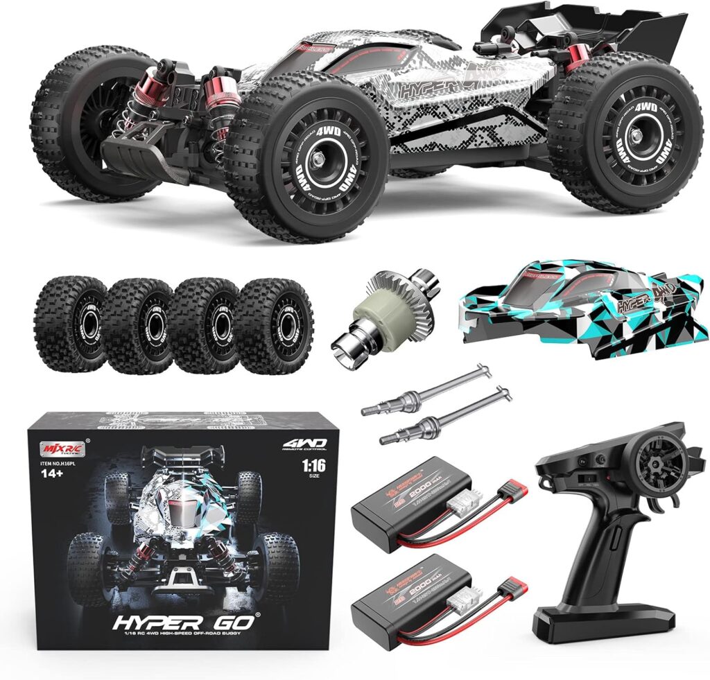 HYPER GO H16PL 1/16 RTR Brushless Offroad RC Buggy, Fast Race Cars for Adults, Max 38 mph Hobby RC Truck, 4WD High Speed Racing Remote Control Car with 2S 2000 mAh Battery for RC Basher