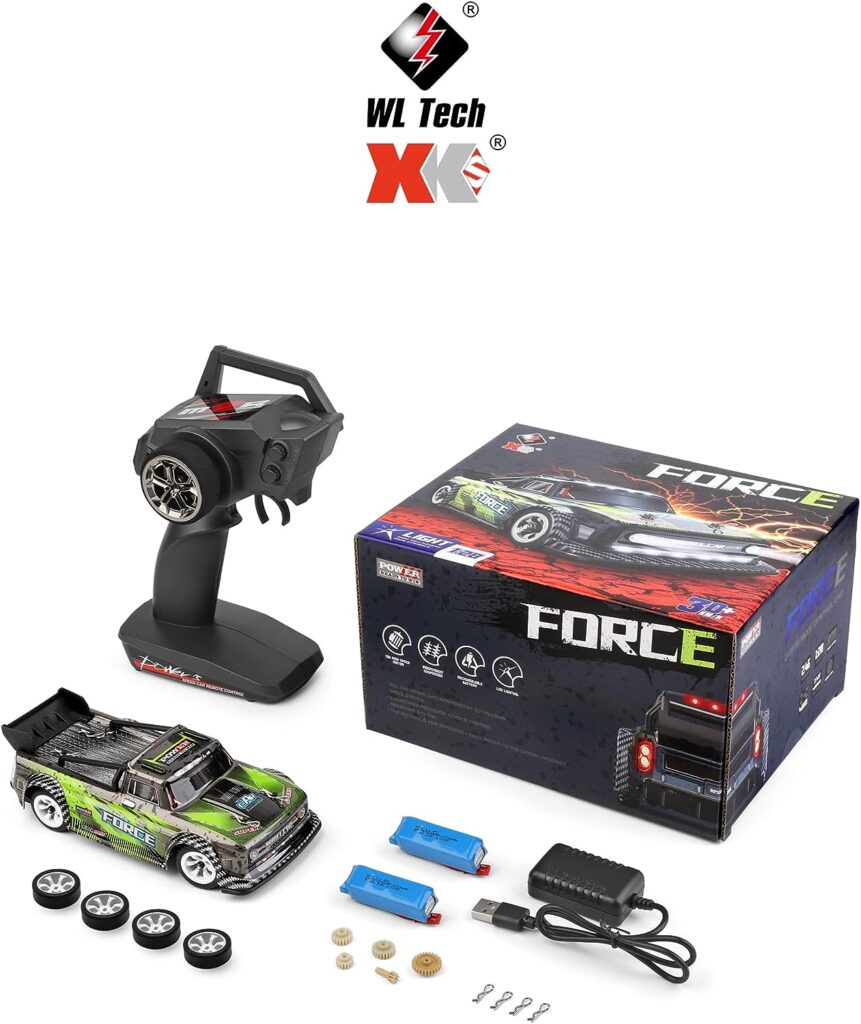 TesPower 1/28 RC Drift Car,WLTOYS 284131 with Drift Tire/Two Battery/30KM/H High Speed/LED Car Lamp/130 Brushed Motor/2.4GHz Control/4WD System,RC Sport Racing Car for Adults and Boys Gifts (RTR)