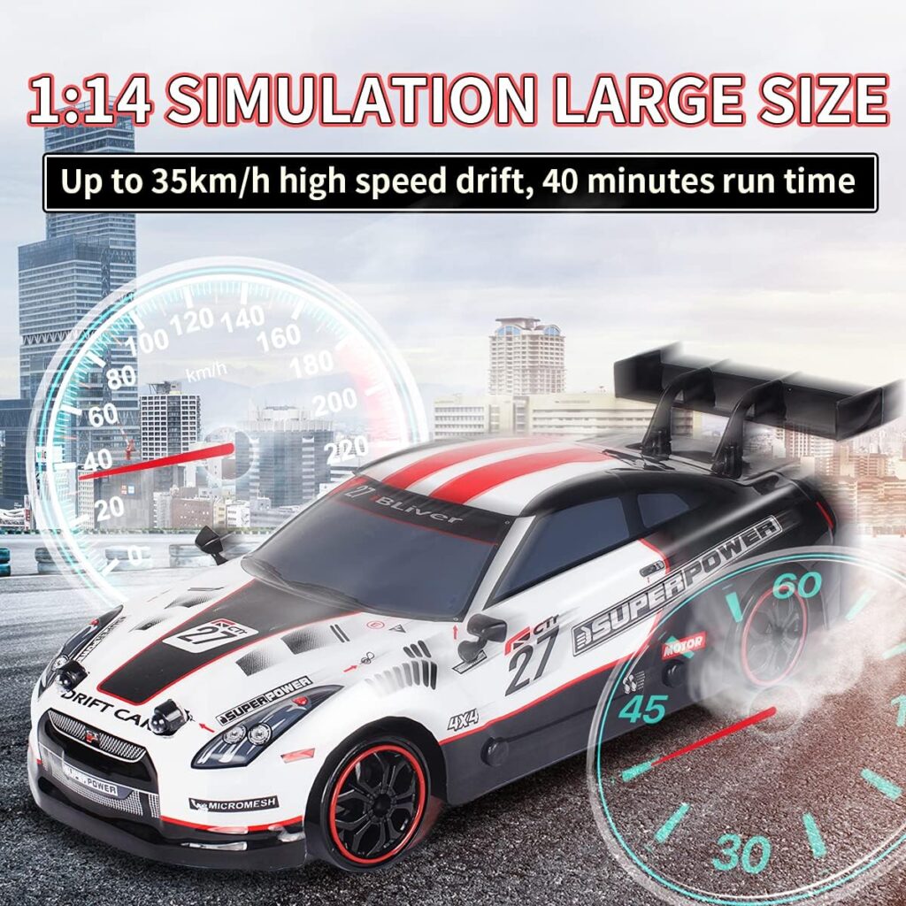 iBliver GT RC Drift Cars 1:14 Remote Control Car 35km/h Drift Vehicle 40min Playing time 4WD High Speed Sport Racing Car Gifts Toy for Adults Kids