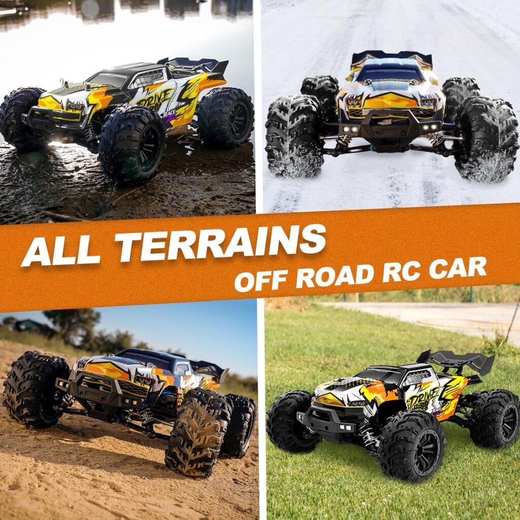 Spark Brushless RC Cars for Adults Fast 43 MPH, 4WD High Speed All Terrain RC Truck, Remote Control Car for Adults with 50 Min Runtime, 1:16 Offroad Monster Truck with Metal Parts  2 Batteries