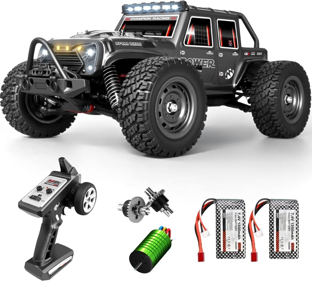 SupKonXi 1:16 Brushless Fast RC Cars 16103Max, 60-75KPH High Speed 4X4 Off-Road RC Trucks, Hobby Racing Remote Control Car for Adults, RC Buggy with Two 1300mAh Batteries
