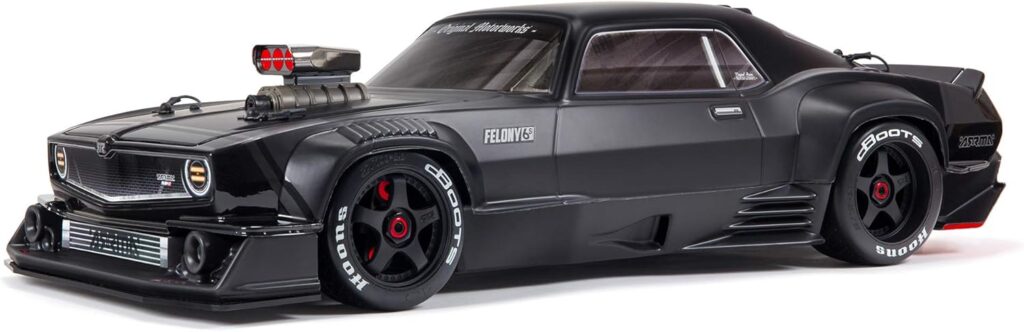 ARRMA 1/7 Felony 6S BLX Street Bash All-Road Muscle Car RTR (Ready-to-Run Transmitter and Receiver Included, Batteries and Charger Required), Black, ARA7617V2T1