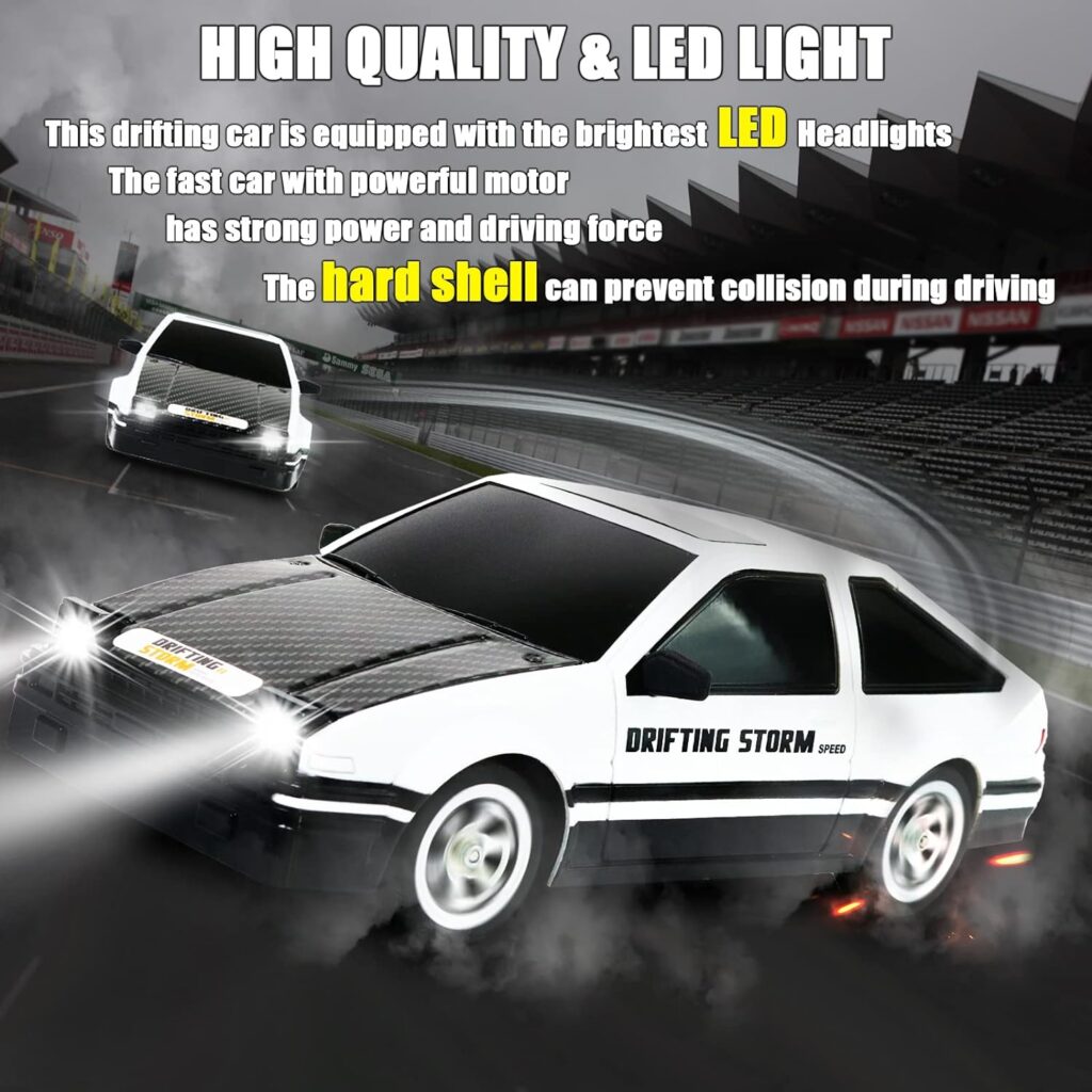 Desdoni RC Drift Car 1:16 Scale 4WD RC Car with LED Lights 2.4GHz 28km/h Hard Shell RTR High Speed Drift Racing Sport Toy Car for Adults Boys Girls Kids Gift 2Pcs Rechargeable Batteriesâ¦