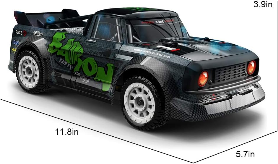 fisca 1/16 Remote Control High Speed Car, 4WD RC Drifting Racing Cars Fast 20MPH Truck 2.4Ghz Off-Road 4X4 Buggy Car Speed  Steering Control Vehicle Toy with Lights for Kids and Adults