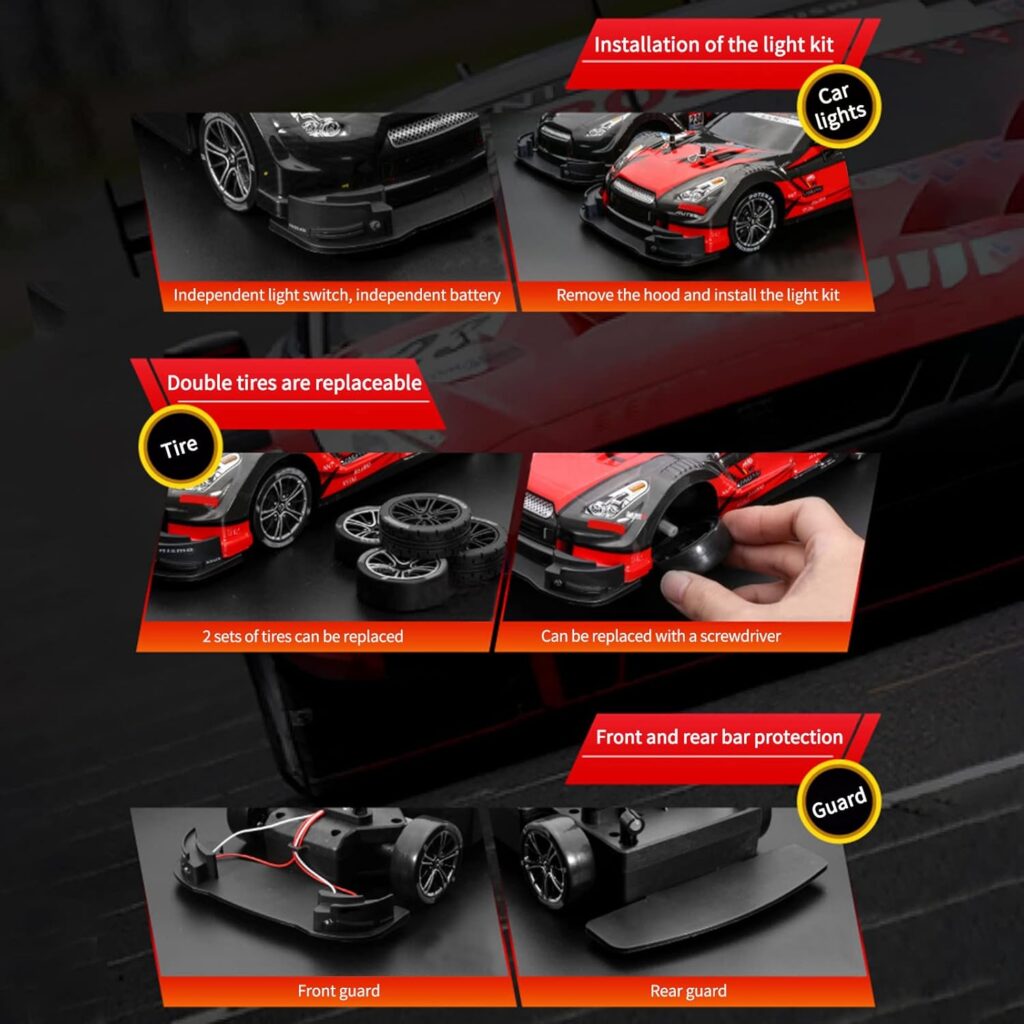 GoolRC RC Drift Car 1/16 RC Car Remote Control Car 2.4GHz 4WD 40km/h RC Race Car High Speed Kids Gift RTR RC Cars for Boys Waterproof Electric Car Toy Car, Black