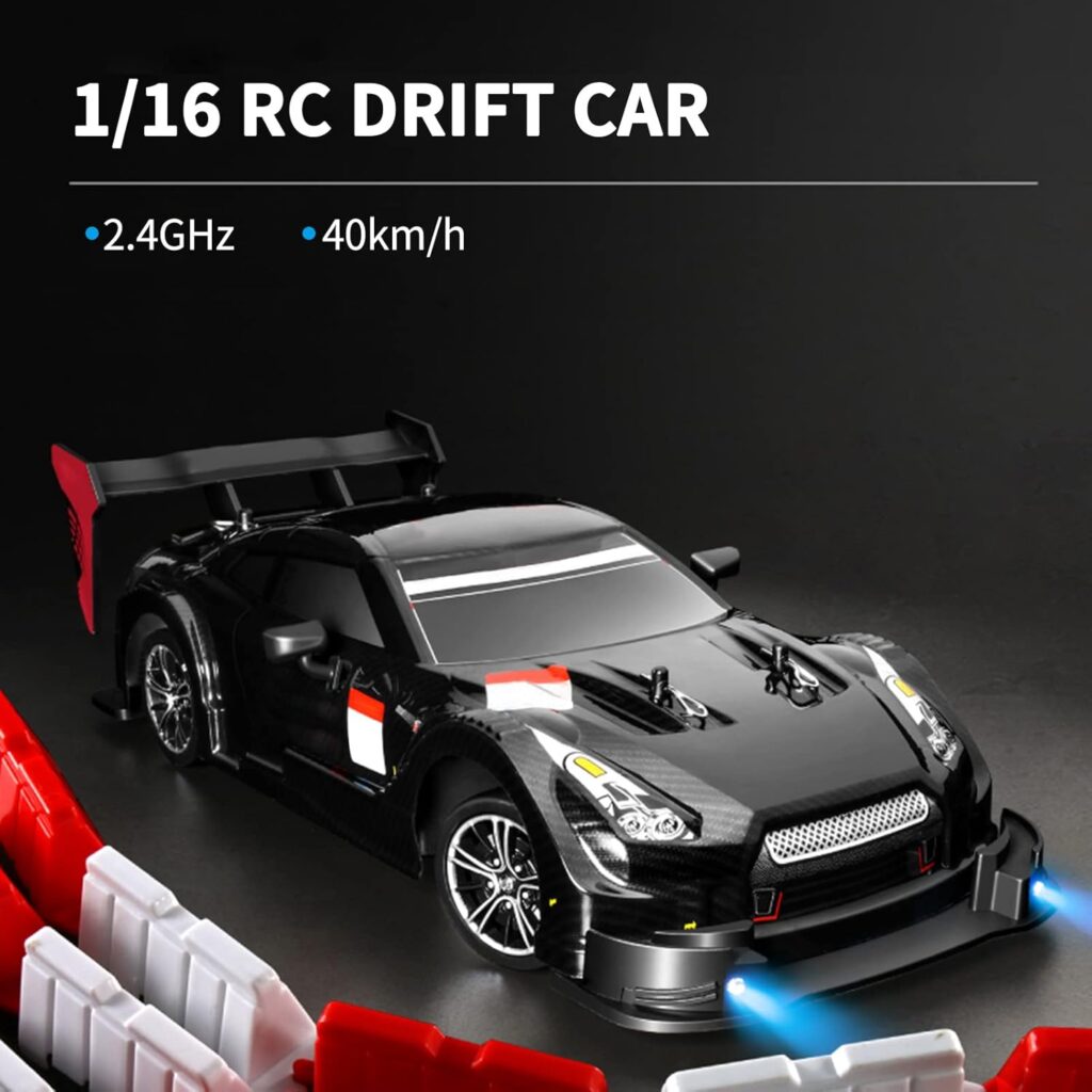 GoolRC RC Drift Car 1/16 RC Car Remote Control Car 2.4GHz 4WD 40km/h RC Race Car High Speed Kids Gift RTR RC Cars for Boys Waterproof Electric Car Toy Car, Black