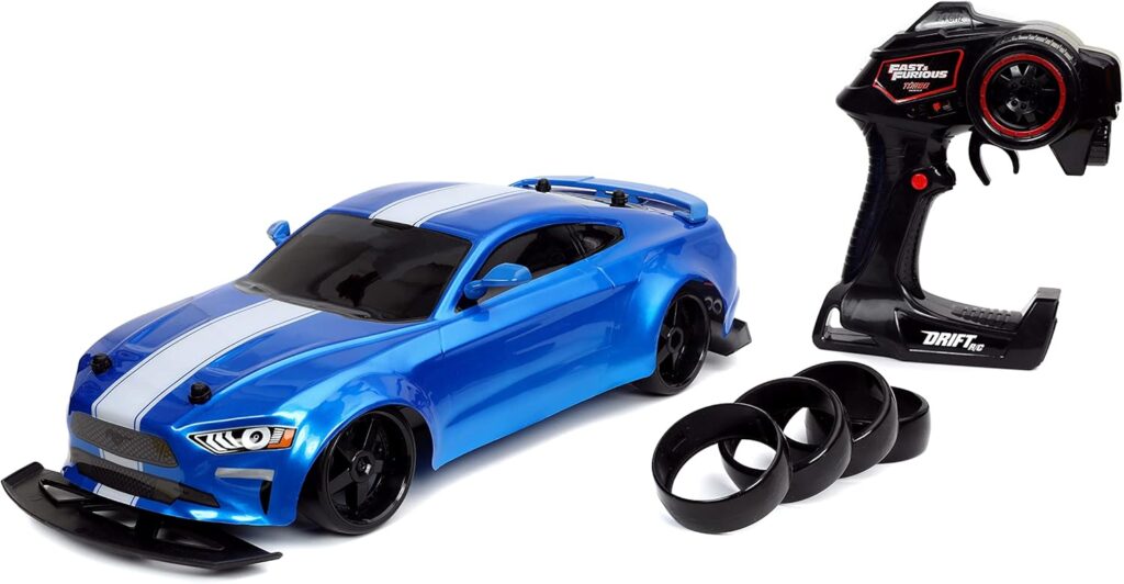 Jada Toys Fast  Furious 1:10 Jakobs Ford Mustang GT Remote Control Car Drift RC with Extra Tires 2.4GHz, Toys for Kids and Adults