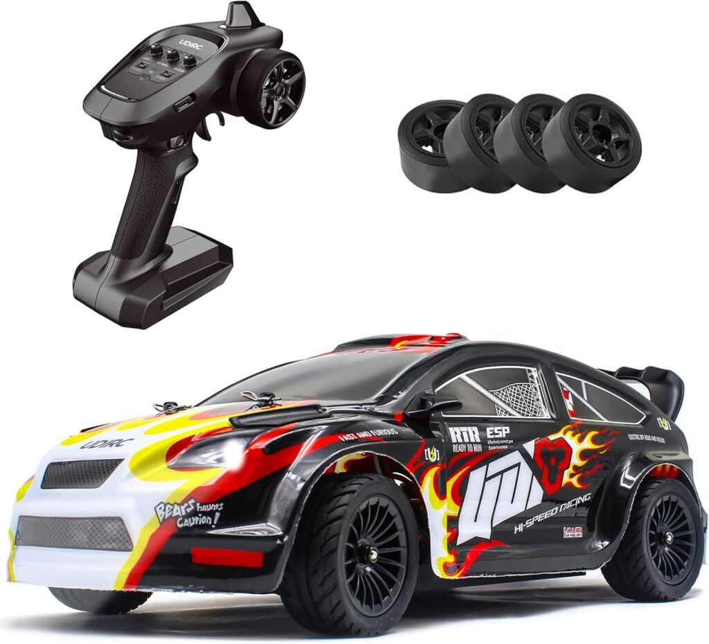 Losbenco Remote Control Car 1/16 Scale 30+MPH 4WD Drift RC Car, 7.4V 1200mAh RC Off-Road Car with Upgraded Brush Motor, 2 Sets of Tires and Light for 8-12 Years Old