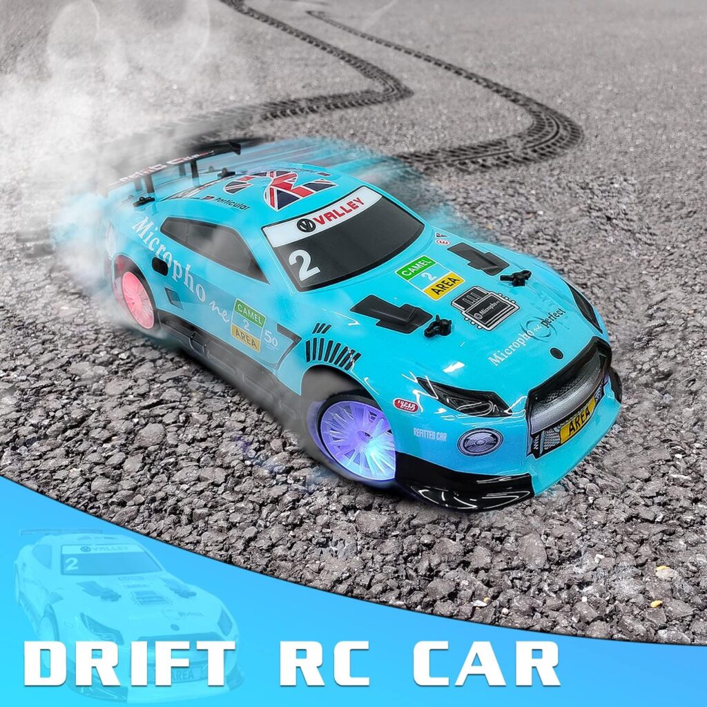 VOLANTEXRC Remote Control Drift Car 2.4Ghz 1:14 Scale RC Sport Racing Cars for Adults Kids Boys Gifts 4WD RTR Hight Speed RC Vehicle with LED Lights, All Batteries and Drifting Wheels + Racing Wheels