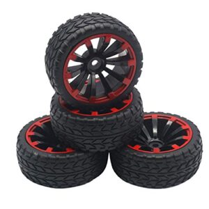 4Pack ShareGoo OD 2.55" 12mm Hex Wheel Rims & Rubber Tires Set Compatible with HSP Redcat HPI Tamiya 1/10 RC On-Road Touring Drift Car