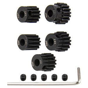 5Pack ShareGoo Steel 48P 3.175mm Pinion Gear Sets 13T 14T 15T 16T 17T fit 3.175mm (1/8-Inch) Shaft Compatible with Arrma HPI Kyosho Losi Axial Traxxas Tamiya Associated 1/10 RC Car Monster Truck Buggy