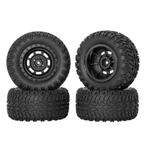 RC Station 12mm Hex RC Wheels and Tires for 1/14 Hyper Go H14BM 1/16 Traxxas Erevo Tires and Wheels for Traxxas RC Short Course Truck 1:10 Scale Riaario Amoril Mini RC Truck Tires Wheels PreGlued 4PCS