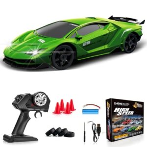 Everbigmai RC Drift Car 1:24 Remote Control Car 4WD 15KM/H High Speed Racing Sport Car with LED Lights RC Cars Toy Cars for Kids Boys Girls Adults Gifts Birthday Christmas Rechargeable Batteries