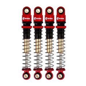 INJORA RC Shocks 43mm Aluminum Threaded Tele Shocks for Scx24 AXI90081 Deadbolt 1/24 Crawler Car,4Pcs（Red）