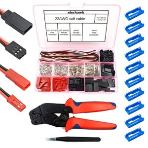 55 Sets Servo Plug Male Female Connector Crimp Pin Cable Kit with Crimping Tool Compatible JST SYP Futaba for Hitec Spektrum RC