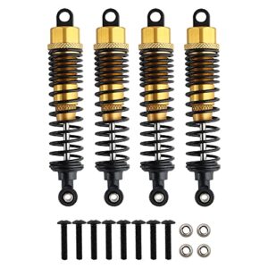 GDOOL Front Rear RC Shock Absorber, 4-Pack Aluminum 98mm Adjustable Assembled Suspension for 1:10 Redcat HSP 94166 94106 94107 94155 94170 Buggy Truck Crawler Upgraded Hop-up Parts (Gold)