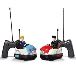 FAO Schwarz Premium RC Toy Bumper Car Set - Remote Controlled Head-to-Head 2-Player Competitive Action - Drivers Eject When Hit! - 1950s Nostalgic Retro Design - Built-in Digital Sound Effects