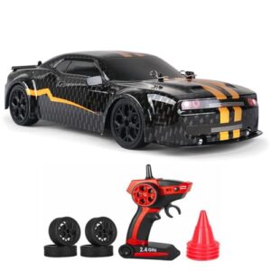 Apawband RC Drift Car 1/14 Scale RC Car RTR Remote Control Race Cars Drifting Toy for Boys Kids 4WD 30KM/H RC Vehicle with LED Lights Drift Tires + Racing Tires