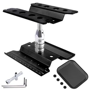 RC Car Work Stand Aluminum Repair Workstation 360 Degree Rotation Lift Lower w/Screw Tray Tools for 1/10 1/12 1/16 Scale Traxxas TRX4 Axial Arrma Redcat Losi RC Crawler Monster Truck Buggy (Black)