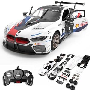 RASTAR 97200 1/18 BMW RC Car Building Kits - Officially Licensed BMW M8 GTE Remote Control Model Car for Play and Display - Ideal Gift for Kids - White