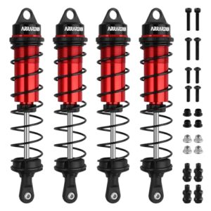 RC Shock Absorbers, 4PCS 130mm RC Car Rear Shock Absorber 1/8 Scale Adjustable Shocks Compatible with 1/8 Arrma Typhon,Traxxas-Sledge-ALUM, FS Racing JLB HSP LRP Hobao Hongnor DF Truggy (Red＆Black)