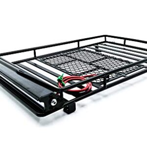 DKKY Luggage Carrier Roof Rack with LED Light Bar for 1/10 RC Crawler Car Axial SCX10 90046 Traxxas TRX4（245150mm）