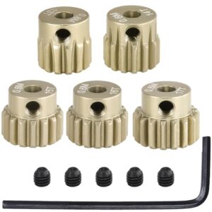 M0.6 Pinion Gear Set 3.175mm 13T 14T 15T 16T 17T 5PCS 7075 Aluminum Alloy Metal Pinion Motor Gear for 1/10 RC Car Brushed Brushless Motor (5PCS)…
