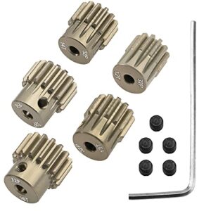 ShareGoo 7075 Aluminum Alloy 32DP 3.175mm Pinion Gear Sets 12T 13T 14T 15T 16T Motor Gears Fit 3.175mm (1/8-Inch) Shaft Compatible with HPI Losi Axial Traxxas Tamiya 1/10 RC Car,5Pack