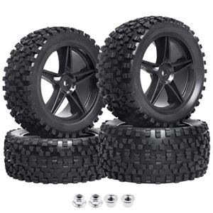 HobbyPark 12mm Hex RC Buggy Tires and Wheels Front & Rear for 1/12 1/10 Scale Models Car fit 2S 3S, Set of 4