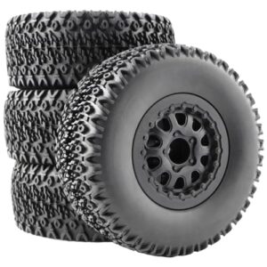 GDOOL 4-Pack 1:10 RC Rubber Car Tires On Road Tyres 12mm Hex Plastic Wheels Rims for Racing TT01 TT02 XV01 TA06 PTG2 94111 94188 94108 9125 X07 RC Cars