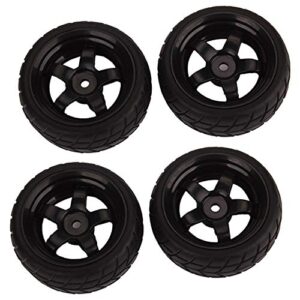 BQLZR Black RC 1: 10 Tires and Wheels Set 2.56" (Dia1.77") Hub Wheel Rims 5 Spoke + Rubber Tires Pack of 4